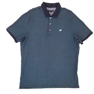 Banana Republic Men's Dark Blue & Teal‎ Striped Polo Shirt Short Sleeve XL